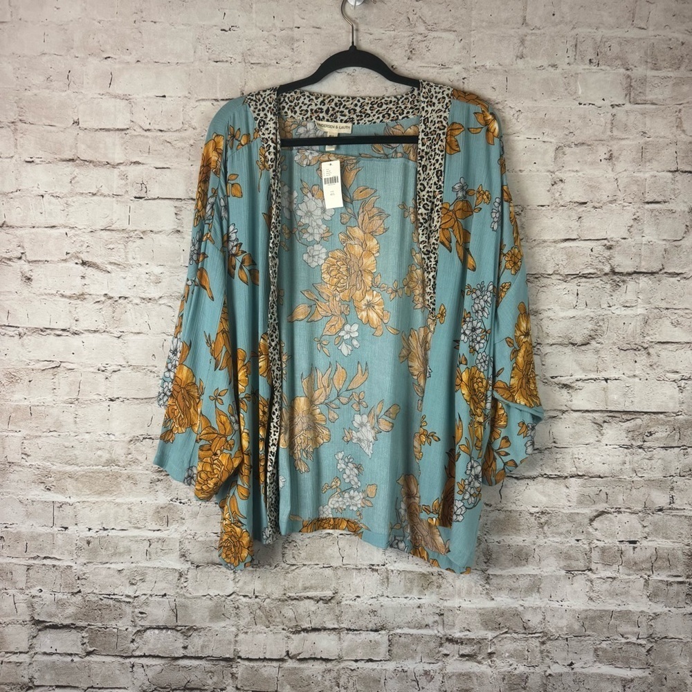 NWT Anthropologie Andersen & Lauth Zoe Leopard-Trimmed Kimono Size All One Size - Picture 2 of 11